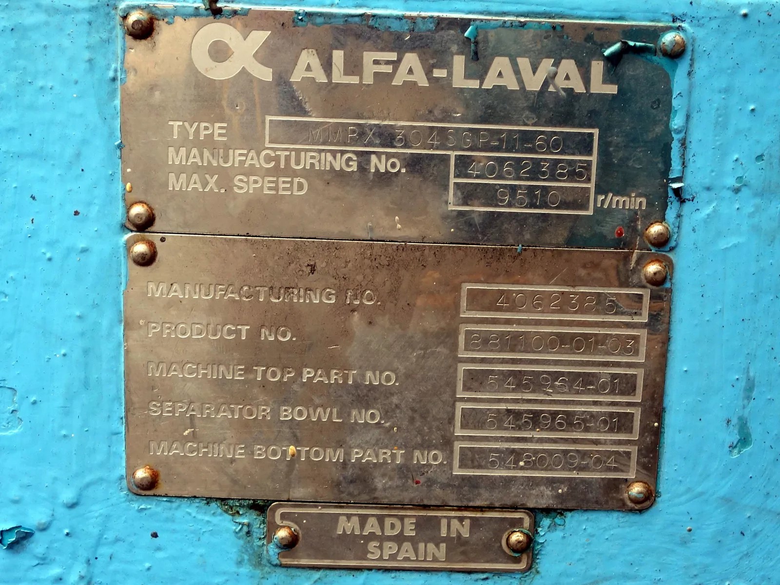 Alfa Laval MMPX 304-SGP-11-60